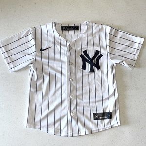 NIKE New York NY Yankees Jersey KIDS/Youth M 5/6 BLANK # white & navy pinstriped